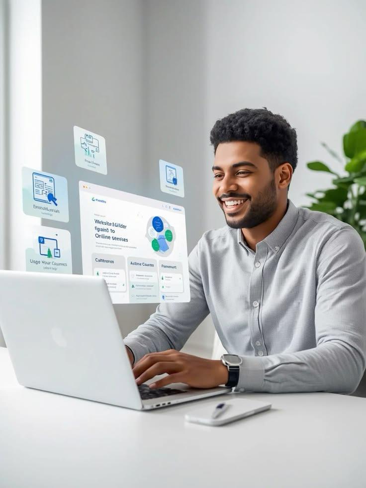 Illustrative business website displayed on desktop and mobile screens