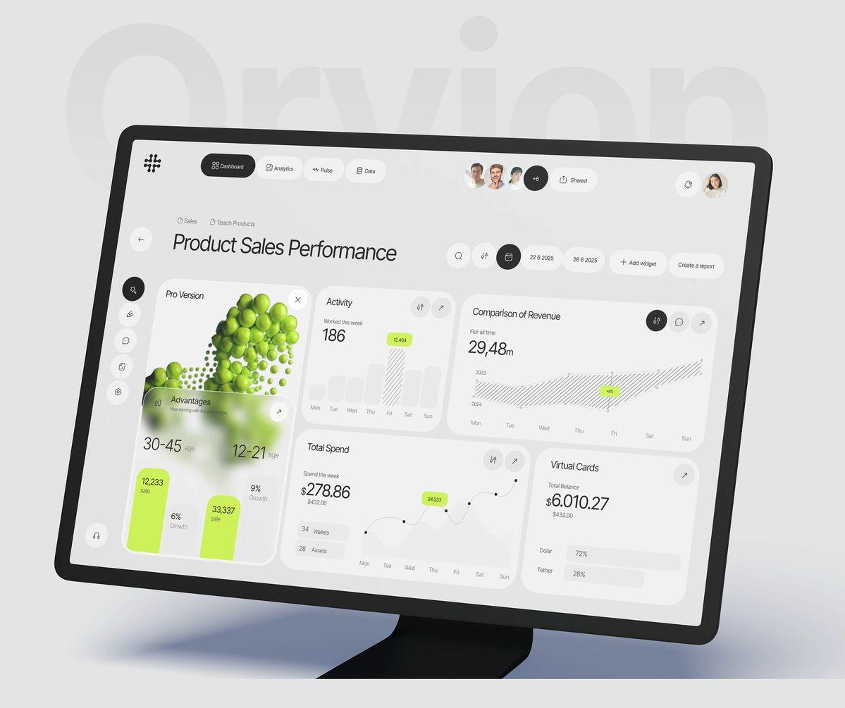 Illustrative CRM dashboard showing a sales overview